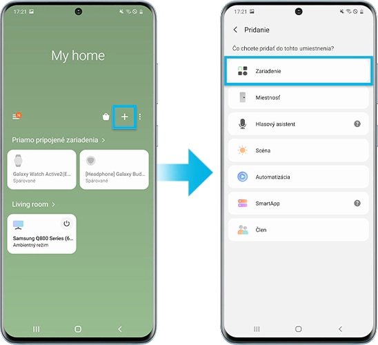 Zrkadlenie pomocou aplikácie SmartThings, krok 1