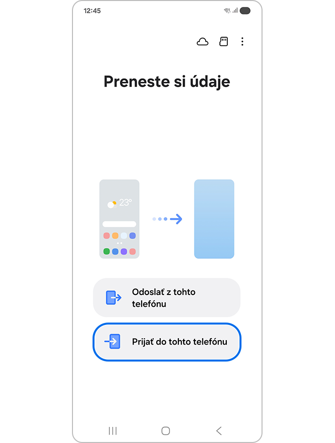 Prijímanie údajov pomocou USB kábla