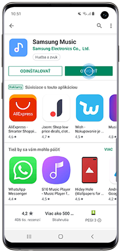 Klepnutím na Otvoriť spustite aplikáciu