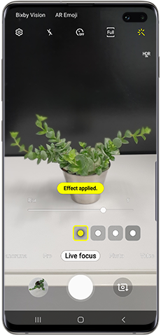 Efekty neostrosti Dynamické zaostrenie na fotoaparáte Galaxy S10
