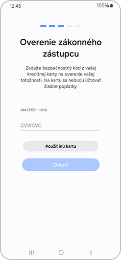Obrazovka overenia opatrovníka.