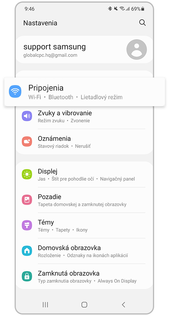Výber nastavenia Pripojenia