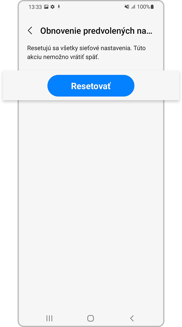 Ťuknite na tlačidlo Resetovať