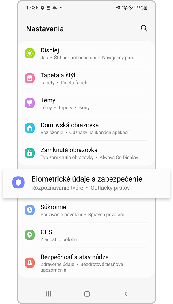 registrovanie odtlačkov prstov – 1. krok