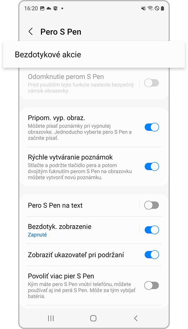 s22 – zmena aplikácií pre pero s pen, 3. krok