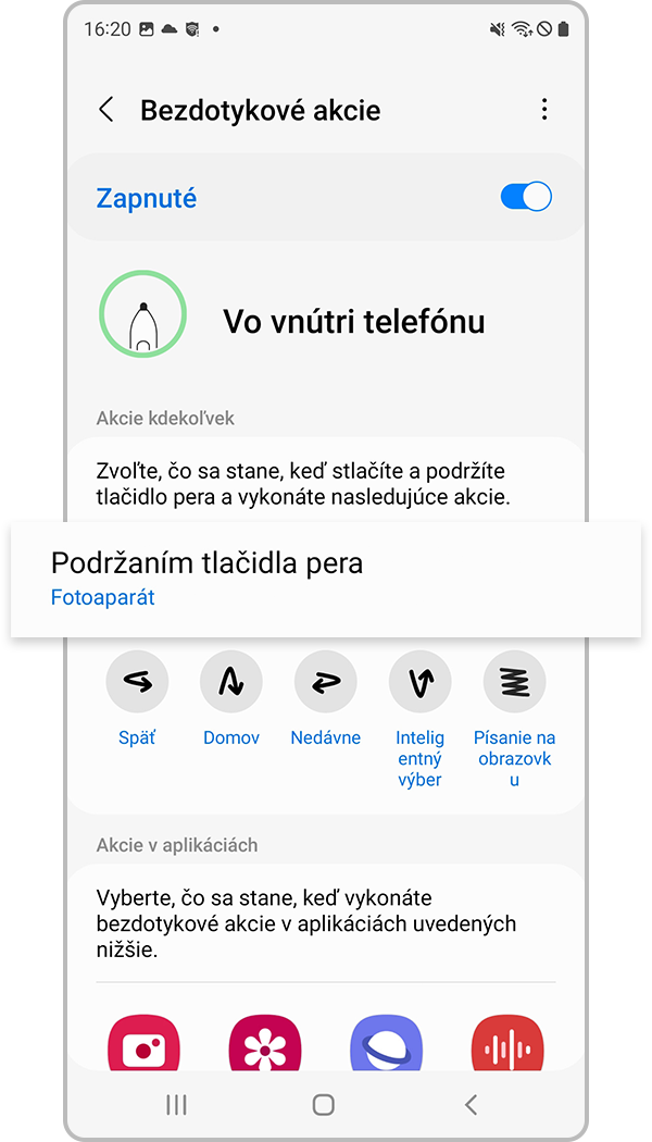 s22 – zmena aplikácií pre pero s pen, 4. krok