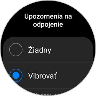 Zoznam nastavení možnosti Upozornenia na odpojenie