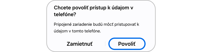Ťuknutie na tlačidlo Povoliť umožní prístup k údajom telefónu