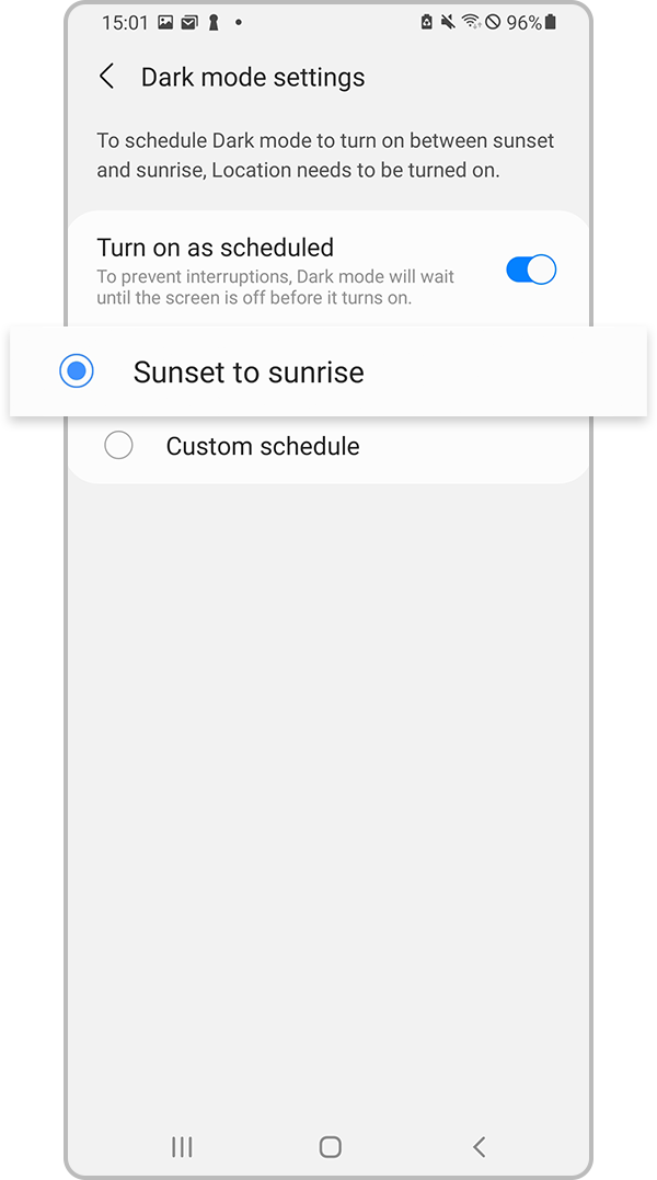 Sonnenuntergang bis Sonnenaufgang auswählen