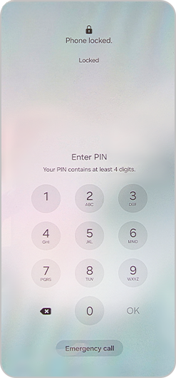 Verloren modus “Telefoon vergrendeld” scherm.