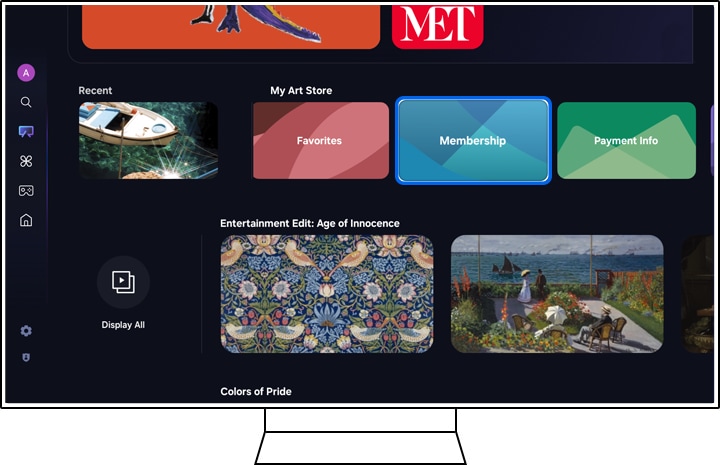 Pantalla de “Art Store Home” con “Membresía” resaltado.