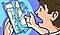 A cartoon illustration of a boy holding his smartphone in shock as a mother and father appear to be waving and monitoring his activity as they hold a magnifier and binoculars.