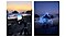 A collage showing the initial setup and then the execution of an orca on the beach light painting.