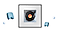 Music Frame is centered, surrounded by a blue bookmark icon and several very small circular icons arranged decoratively.