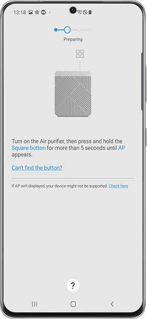 press and hold the Square button until ap appears