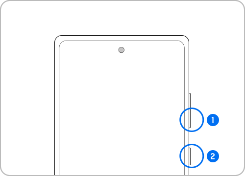 Volume down and power buttons