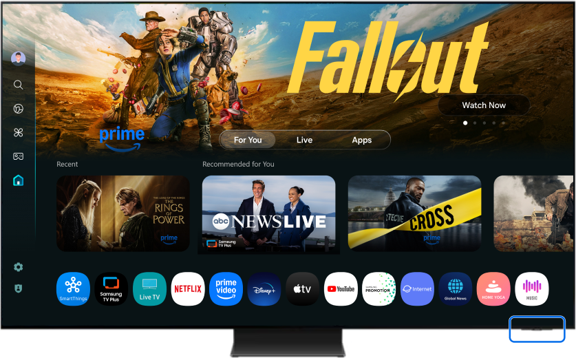 Panel location on a Samsung Smart TV highlighted.