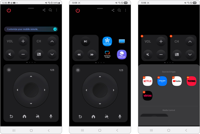 Mobile Remote interface displayed on a phone.