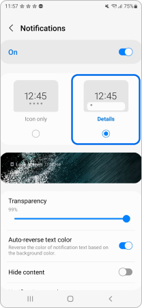 Notification menu displayed on a Galaxy phone.