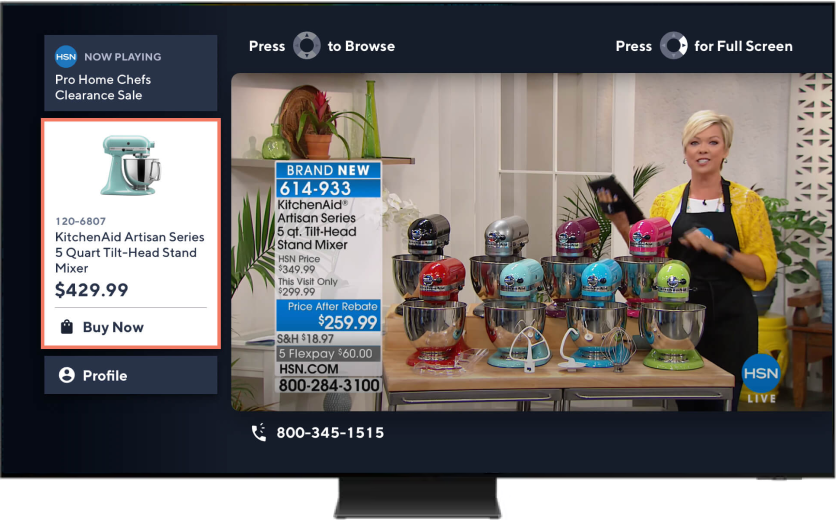 Displaying HSN home shopping page on a Samsung TV