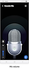 Karaoke Mic is displayed on a mobile device with a volume control menu on the left side of the screen.