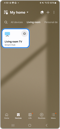 TV appearing on SmartThings app on a mobile device