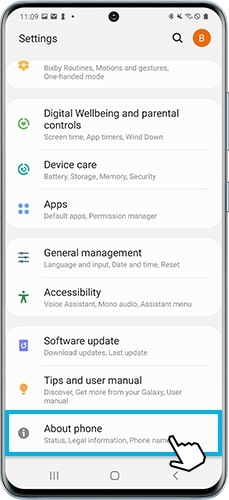 How to go to About phone