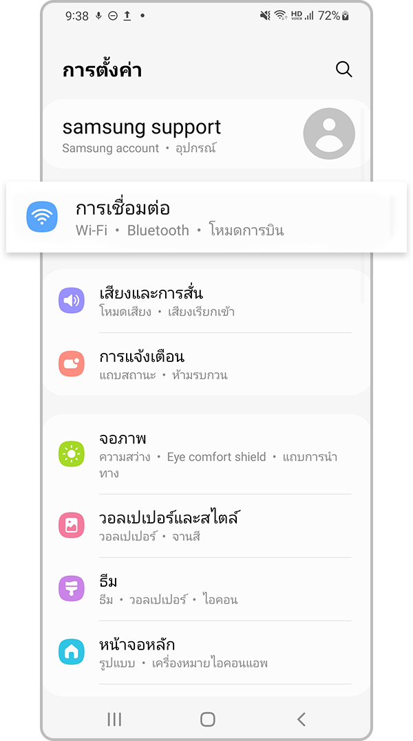 รีเซ็ทการตั้งค่าเครือข่าย ขั้นตอนที่ 1