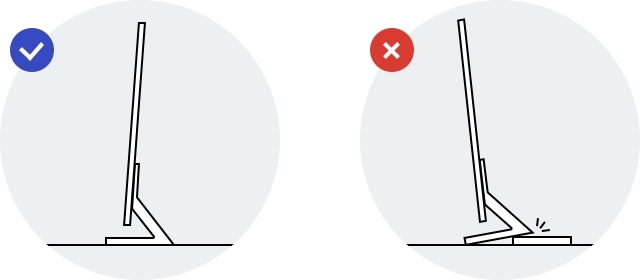 ข้อควรระวังเกี่ยวกับจอที่เอียงไปทางด้านหลัง