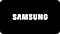 Siyah bir dikdörtgenin içinde beyaz Samsung harfli markası bulunmakta