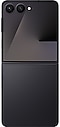 Gece Siyahı Galaxy Z Flip7’nin açık şekilde arka yüzünden görünümü.