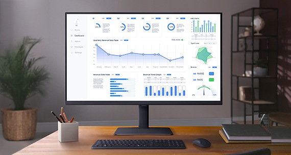 A monitor showing various data and graphs.