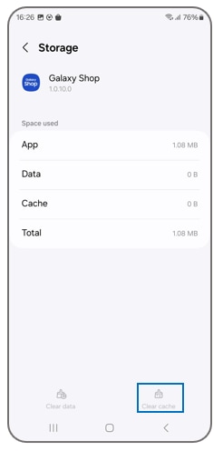 Clear cache