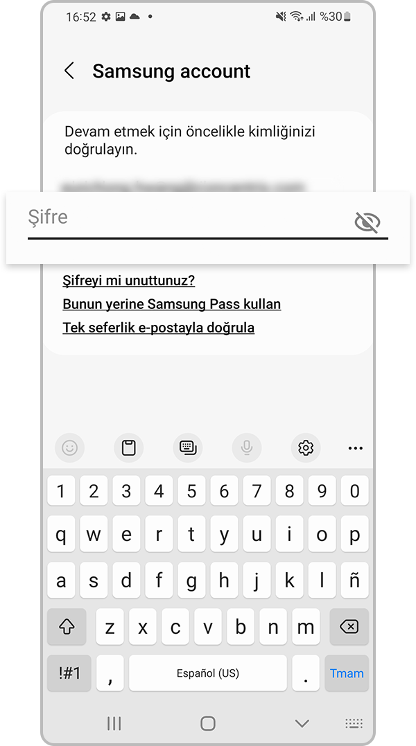 Doğrulama için şifre girin
