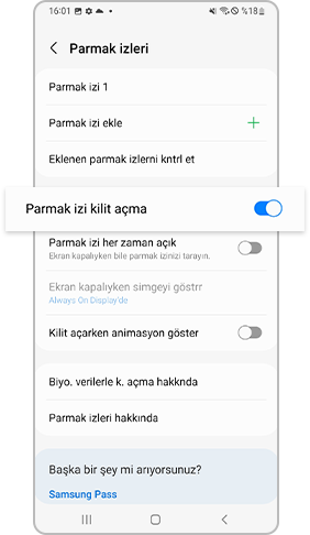 Parmak izi ile kilit açmanın etkinleştirilmesi