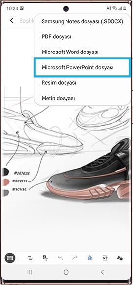 Microsoft PowerPoint dosyasına aktarma