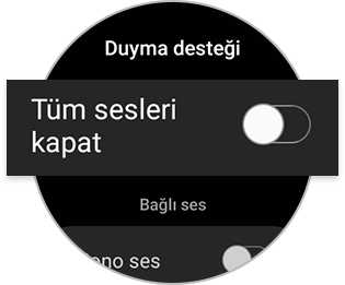Galaxy akıllı saatte tüm sesleri kapat özelliği kapalı