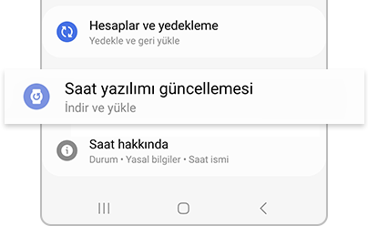 Galaxy Wearable uygulamasında gösterilen Saat yazılımı güncellemesi