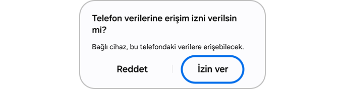 Telefon verilerine erişim için İzin ver düğmesine dokunma