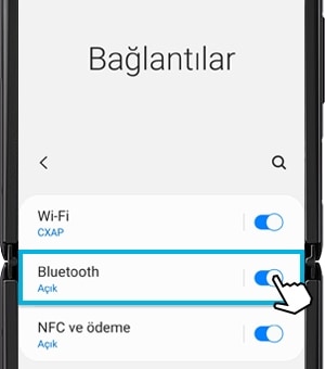 Bluetooth’un nasıl yeniden etkinleştirildiğini gösteren ekran görüntüsü
