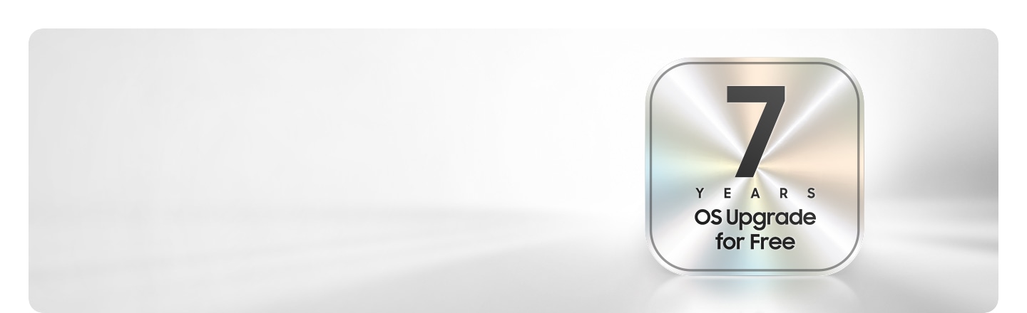 A metallic badge displays '7 Years OS Upgrade for Free' in bold text.