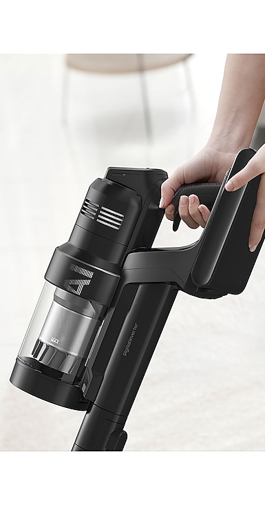 There is a closeup of a person holding a Bespoke Jet™ AI.