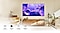 Pantalla Crystal UHD cuidadosamente instalada en la pared sobre una consola de TV. Iconos que indican las características principales, que son Crystal Processor 4K, Diseño Metalstream, Seguridad Samsung Knox y Contenido gratuito sin fin.