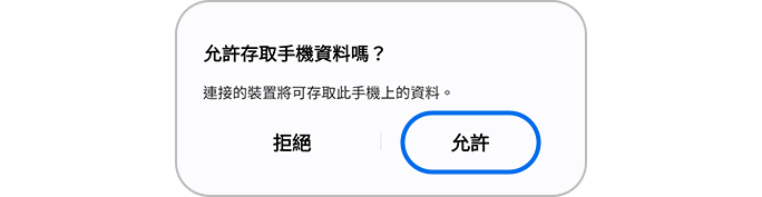 點選「允許」按鈕存取手機資料