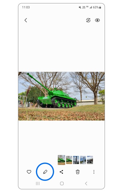 1. 開啟要編輯的照片後,點選下方「編輯」。示意圖