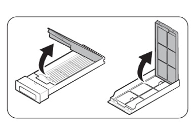 3. 打開外部濾網,然後拆開內部濾網。示意圖