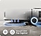 Робот-пилосос Jet Bot Combo одночасно пилососить і миє підлогу, як показано лініями та стрілками. Для пилососа та швабри є іконки, що позначають обидві функції. Далі обидві функції демонструються окремо: етап 1 як пилосос, етап 2 як швабра. Активну функцію позначено лініями, що його оточують.