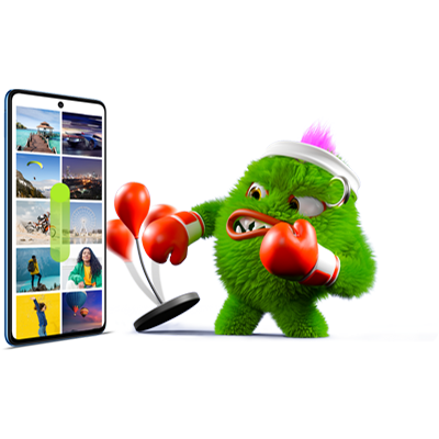 image of a little green monster doing fitness