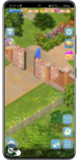 Screenshot with the game booster icon at the bottom left highlighted.