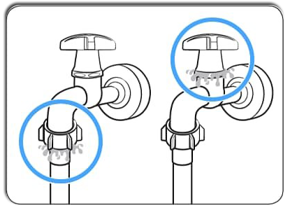 Схема підключення шлангу подачи води до посудомийної машини Samsung